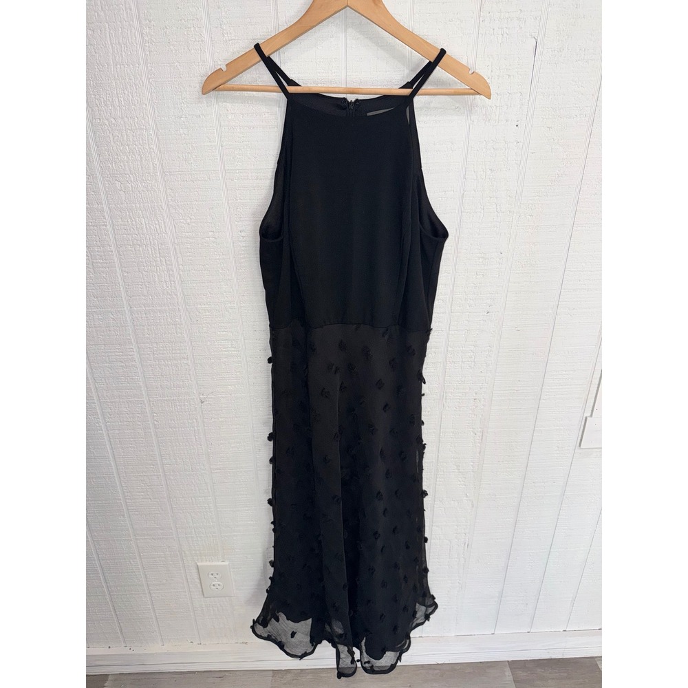 Sunday in Brooklyn Midi Dress Women Black Swiss Dot Halter Large
